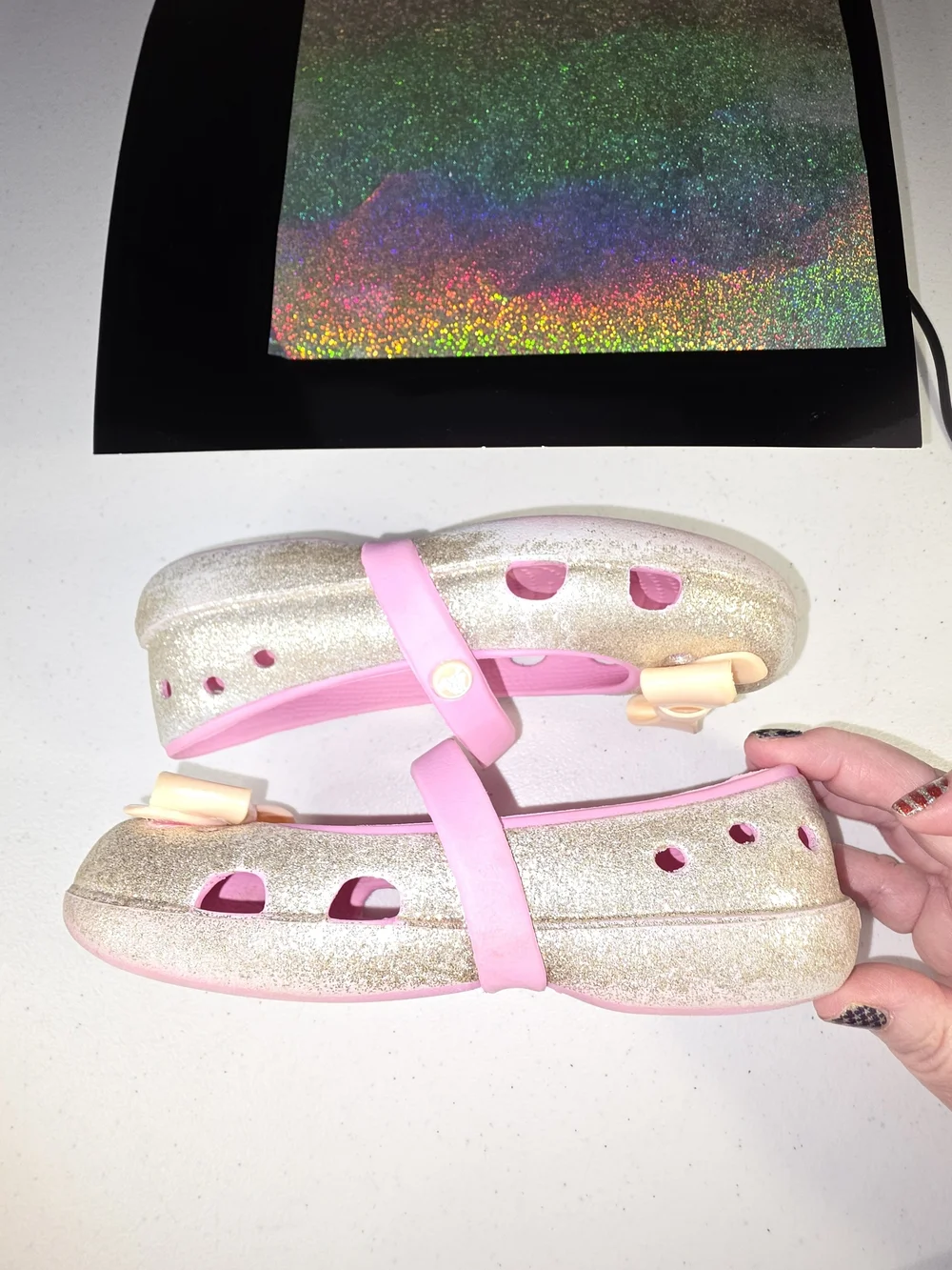 CROCS sparkling silver